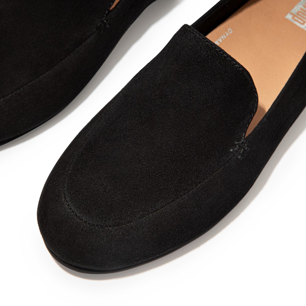 Fitflop Womens Loafers - Lena Suede - Black - 620-RSDCGH